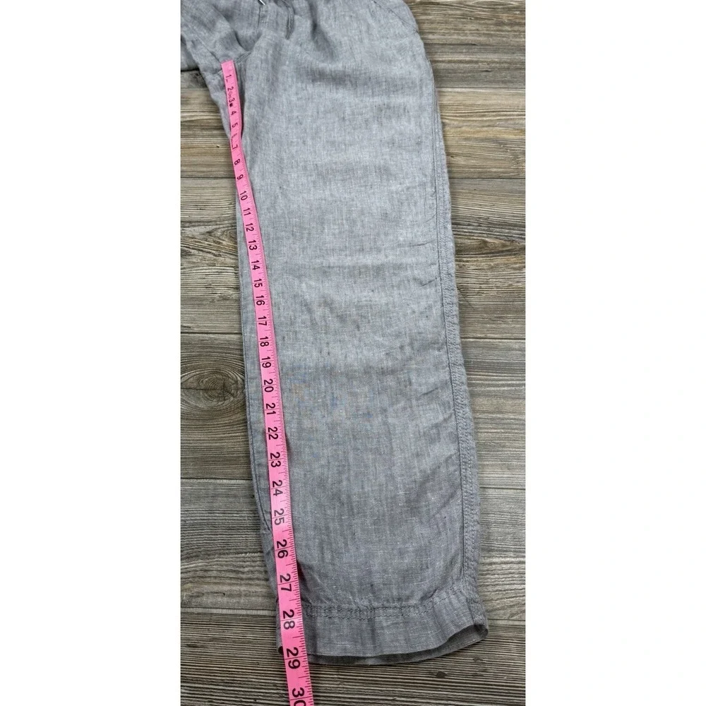 H & M Linen Pants S Chambray Grey Pull-On Light Blue Nautical Beachy Coastal